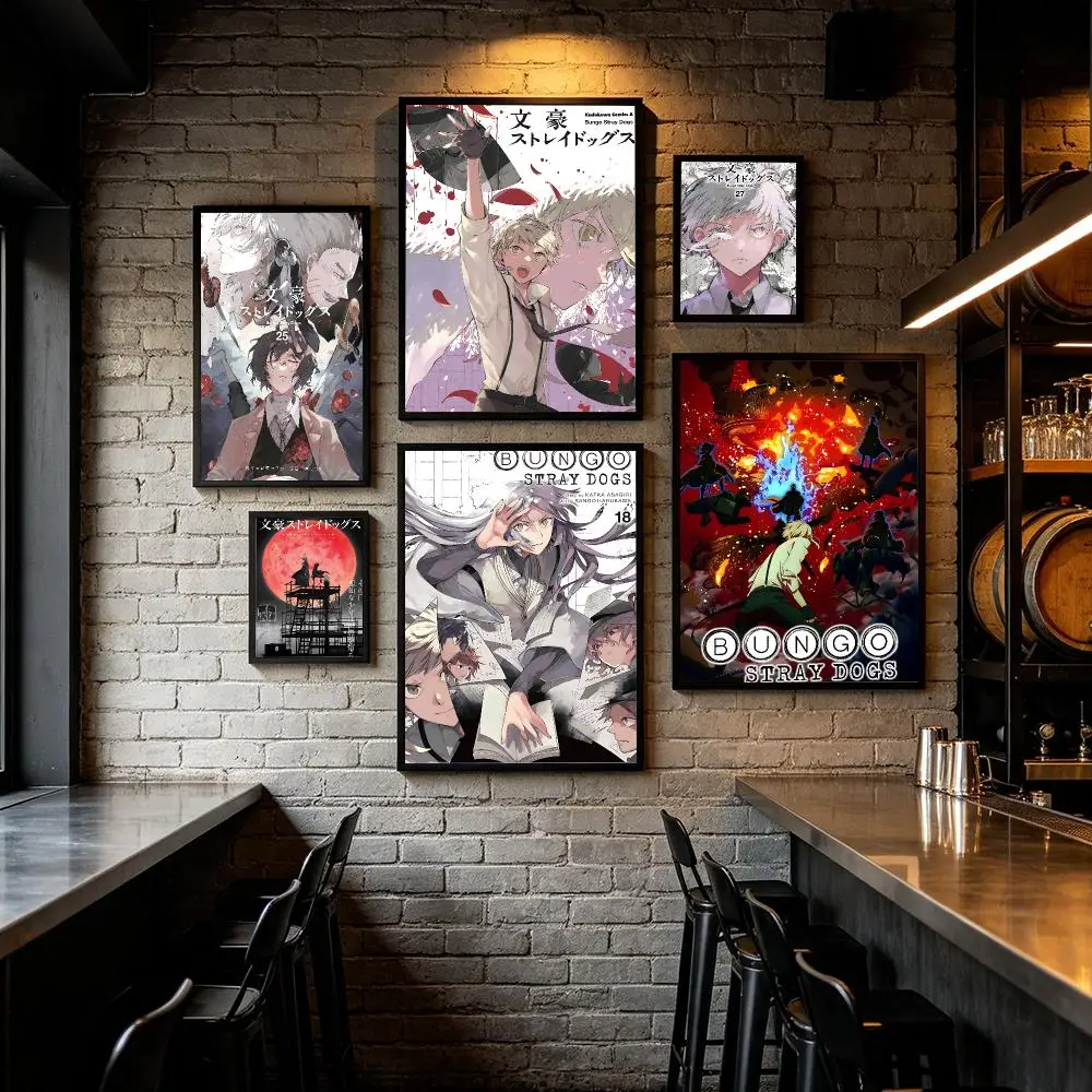 B-Bungo Stray Dogs Anime-Poster HD Wandaufkleber für Zuhause, Flur, Wohnzimmer, Schlafzimmer, Bar, Büro, Dekor, Kunstdrucke
