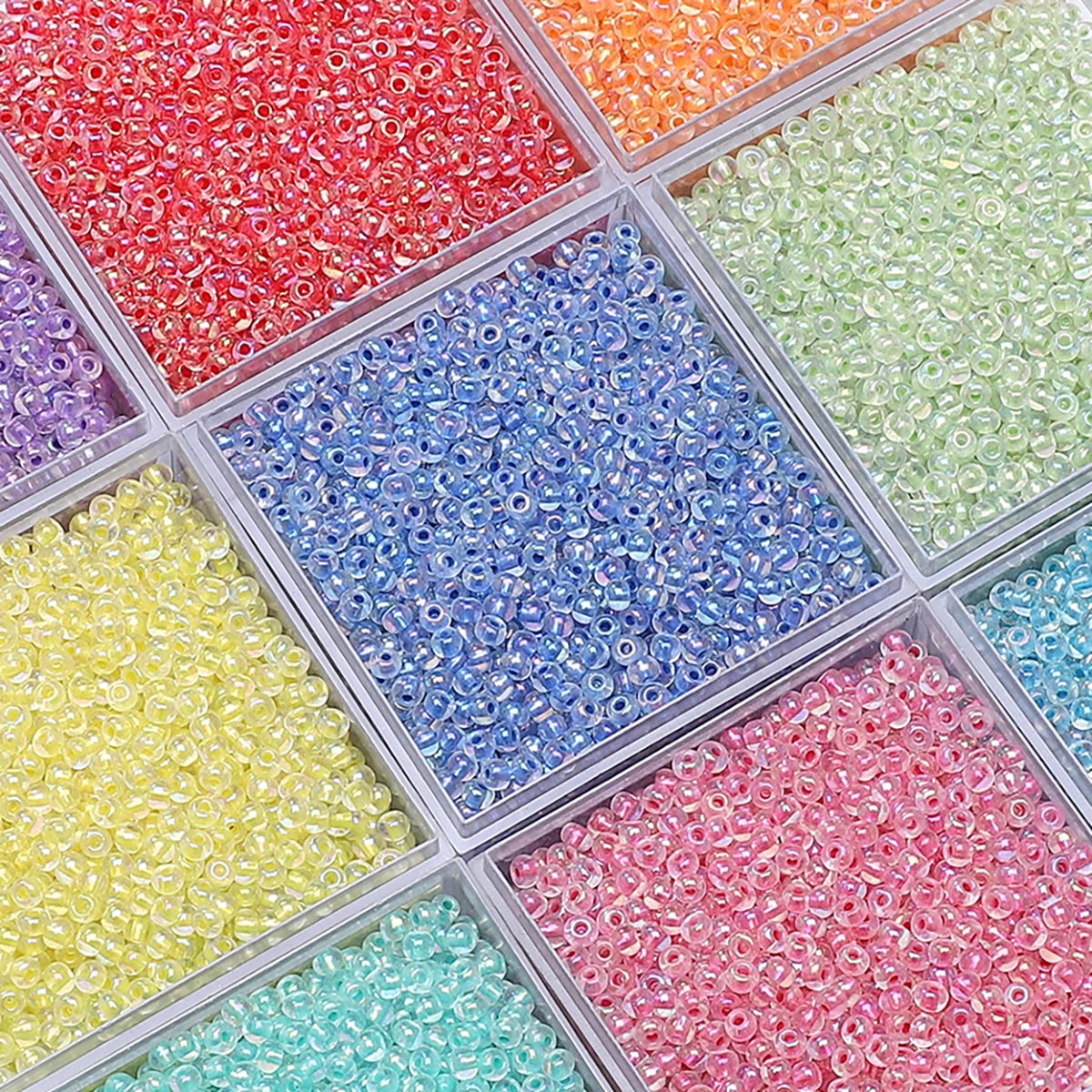 About300Pcs Homemade Super Quality Glass Rice Beads, Phantom Colored Beads, Dyed Core Beads, Loose Beads, Handmade DIY Making Co