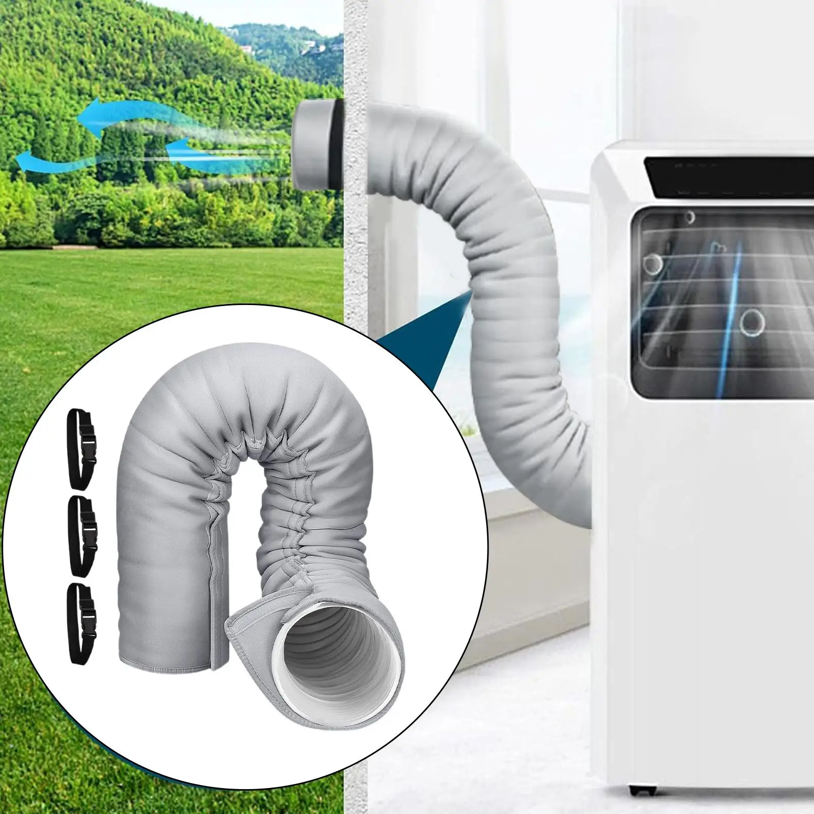 

Изоляционная пленка для шланга переменного тока с 3 регулируемыми ремнями с пряжкой, портативный изолированный рукав для шланга кондиционера для дома в отеле