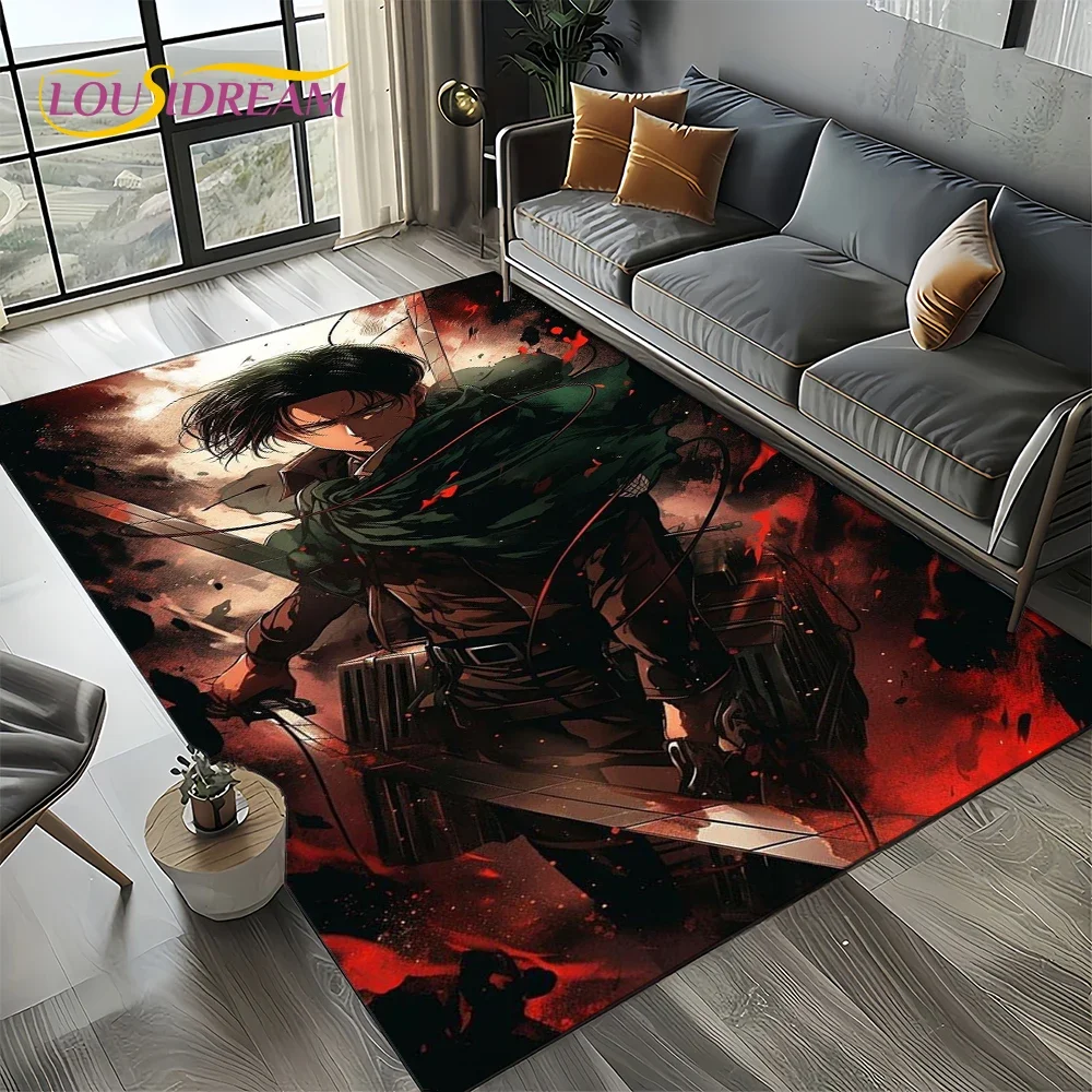 2025 Attack on Titan Eren Anime Cartoon Carpet Rug for Bedroom Living Room Home Sofa Decoration,kids Play Decor Floor Mat Gift