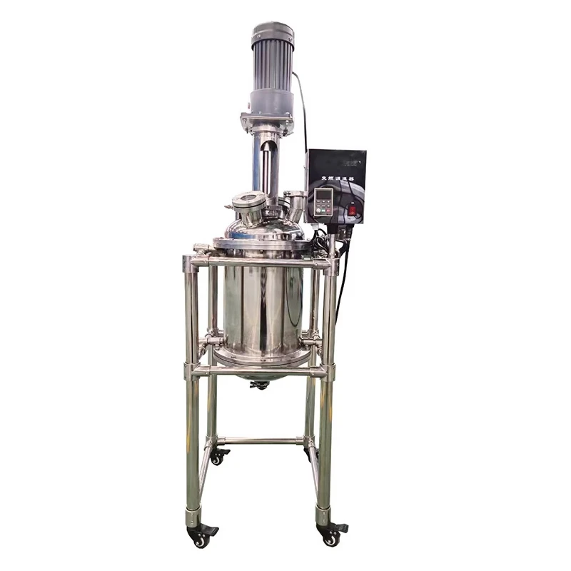 

Double-layer stainless steel reactor stirring tank Double-layer electric heating jacket Liquid heating Magnetic stirring High