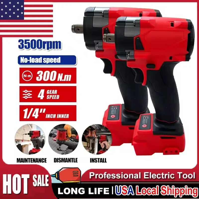 

For Milwaukee Brushless Cordless 1/2 Electric Wrench Car Truck Repair Screwdriver Impact Drill Rechargable 18V Battery Tools