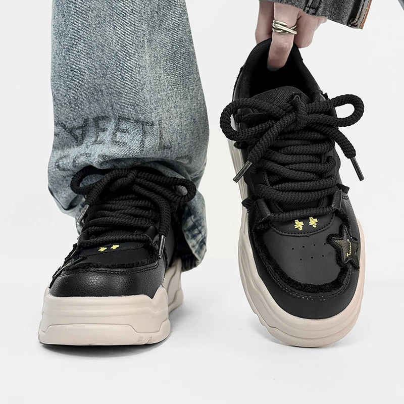 

2025 новая мужская обувь, осенняя обувь для скейтборда на толстой подошве, универсальная повседневная обувь, модная обувь, корейская версия, спортивная обувь в стиле ретро