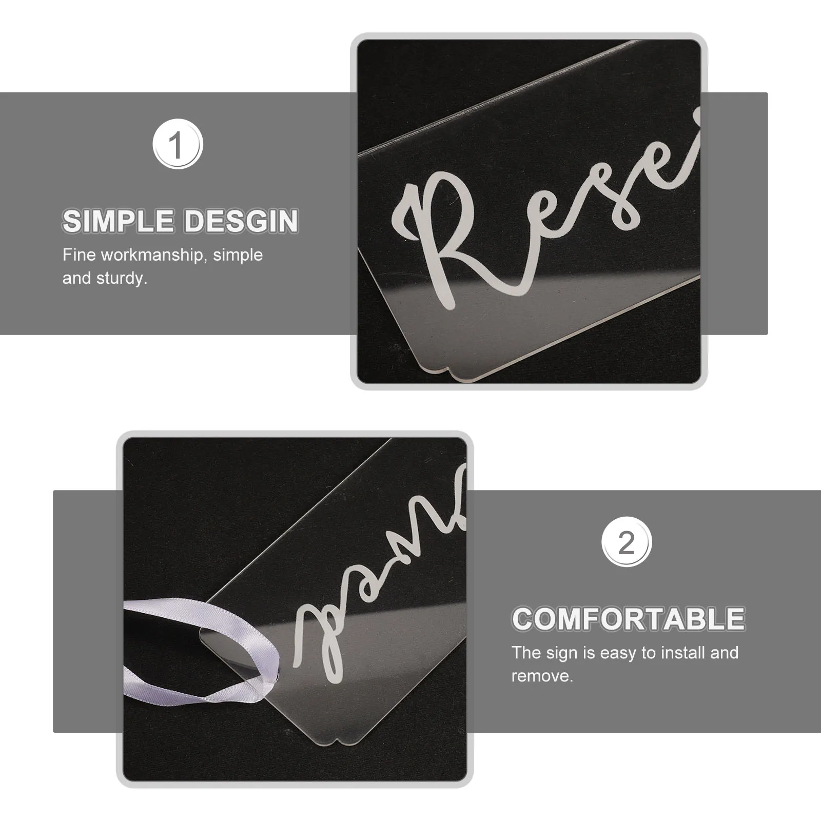 

5pcs Wedding Signs Acrylic Transparent Seat Reservation Tags Seating Banners Party Church Hanging Wedding Reserved Sign Event