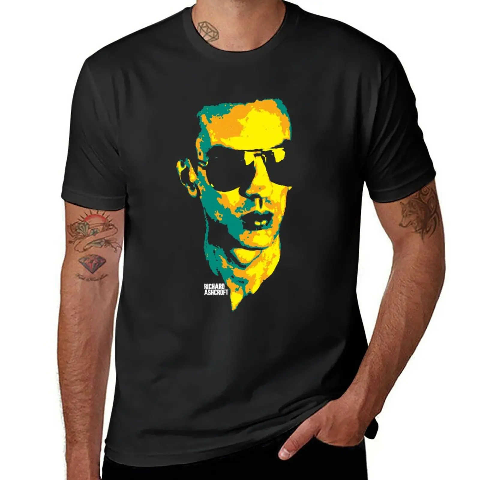 New Richard Ashcroft. Lucky Man. Richard Paul Ashcroft. an English singer and songwriter v.3 T-Shirt tops mens t shirt