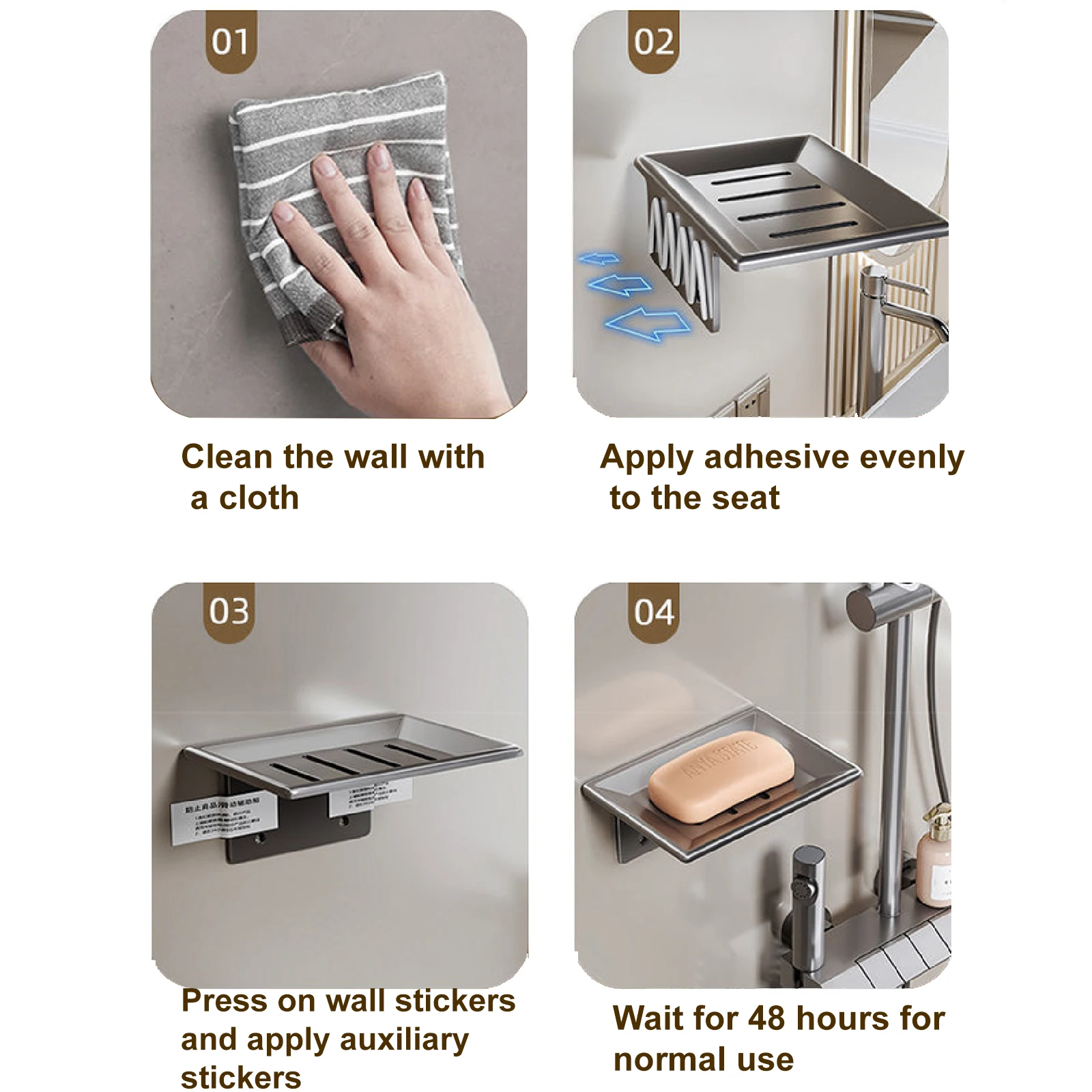 Estante de aluminio sin taladro para baño, estante de drenaje para jabonera, Gel de ducha, champú, organizador de montaje en pared, herramientas de almacenamiento de cocina