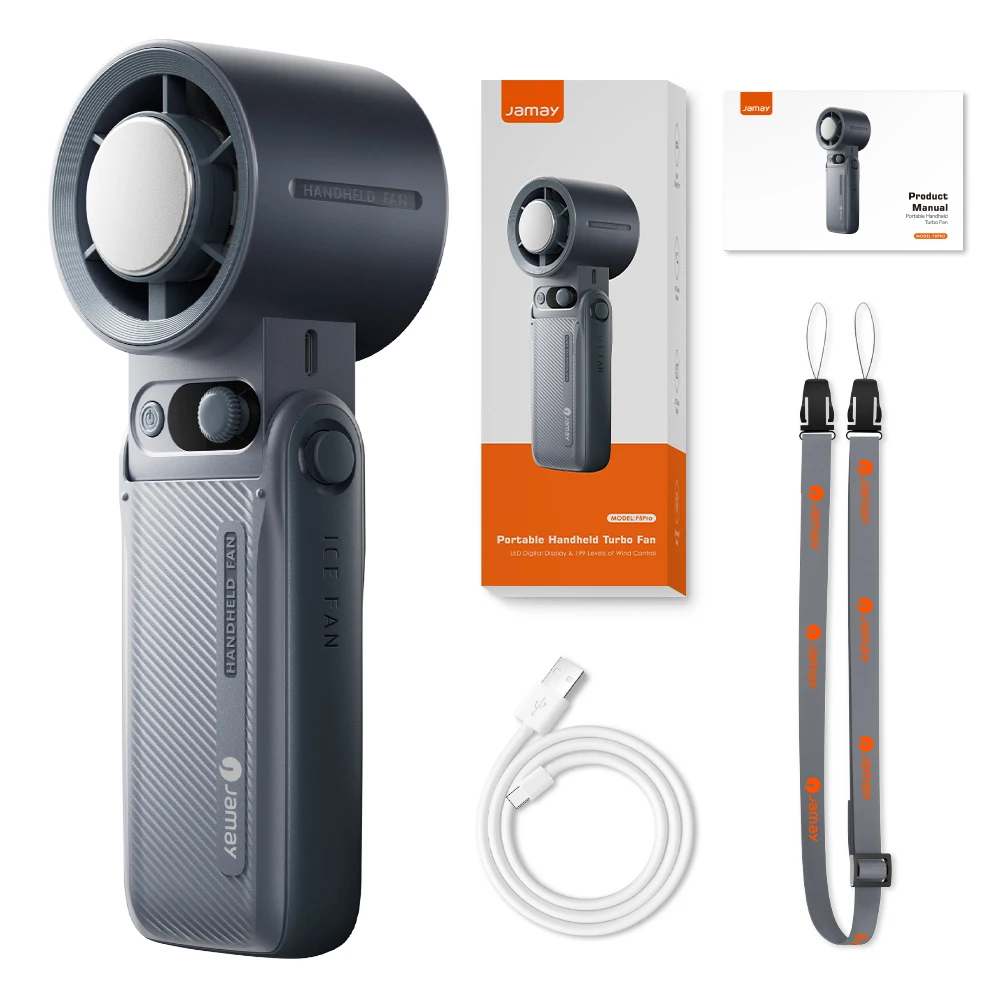 Tragbarer Hand-Turbolüfter 3-in-1 199Gear Starke Windgeschwindigkeit LED-Digitalanzeige 135 ° Faltbarer Outdoor-Handventilator 8000mAh F5PRO