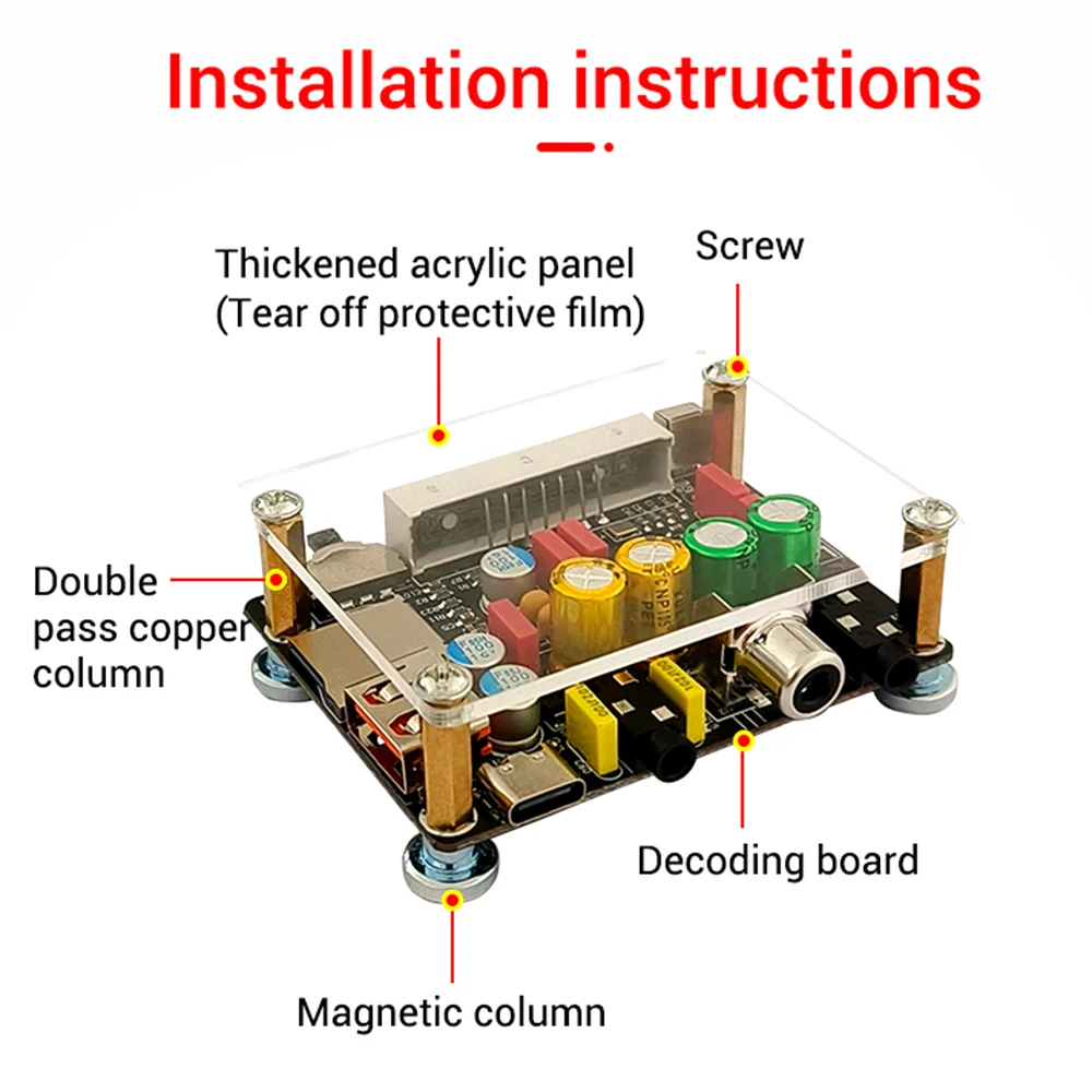 ZK-DAM-K1 DC5V DSP Tuning Preamp Bt Decoder Board Non-Destructive Fever U Disk Coaxial Sound Card TF Decoding Board