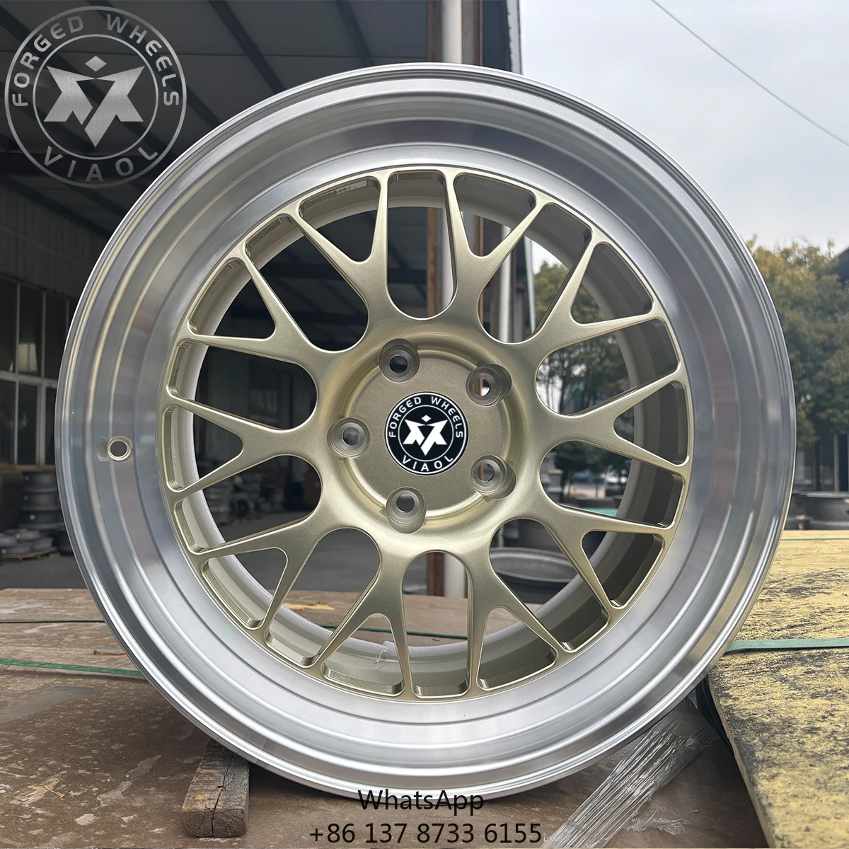 1-Piece Custom 5x112 Forged 6061-T6 Wheels Deep Dish Gold Polished Lip Lightweight Racing Rims For Sports Cars Track Ready