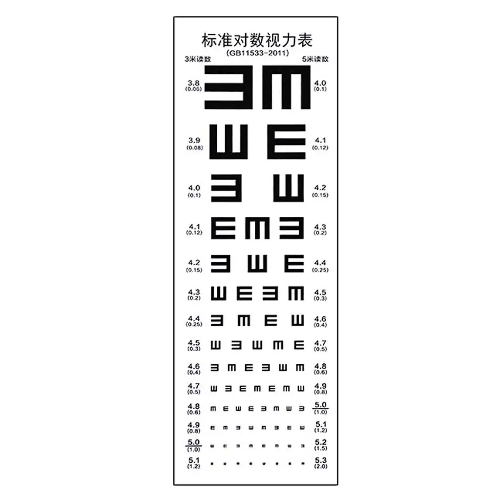 Standardized Eye Chart Non-reflective Visual Testing Chart for kids Adult