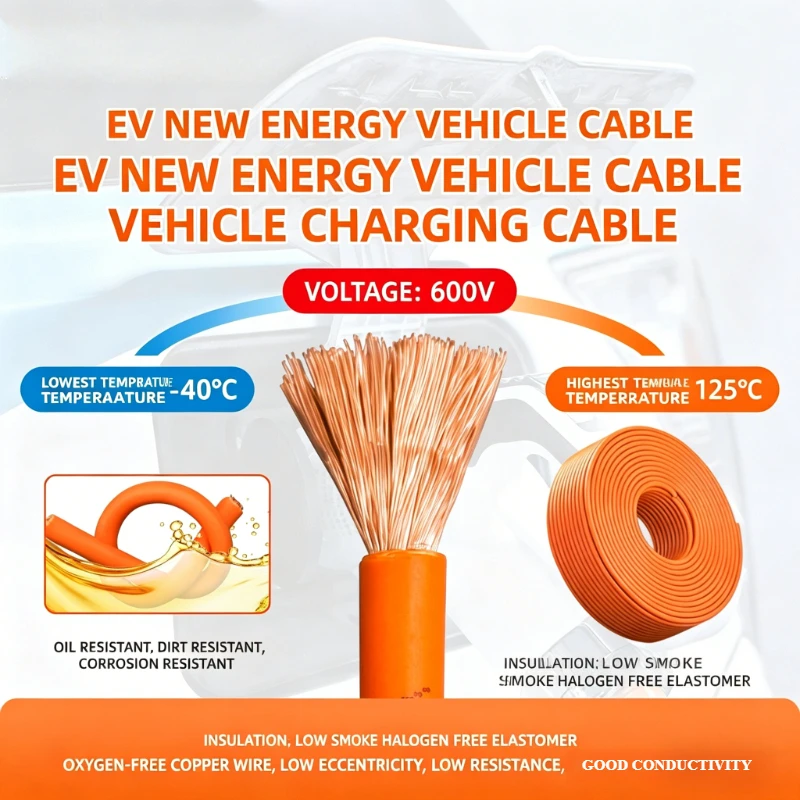 EV Energy Storage High-voltage Line Harness 1 Meter New Energy 2.5-90mm 1500V Oxygen-free Copper Electric Vehicle Charging Cable