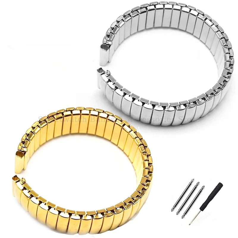 Stainless Steel Elastic Strap 12mm 14mm 16mm 18mm 20mm Metal Stretch Expansion Wrist Band Universal Silver Gold Watch Bracelet