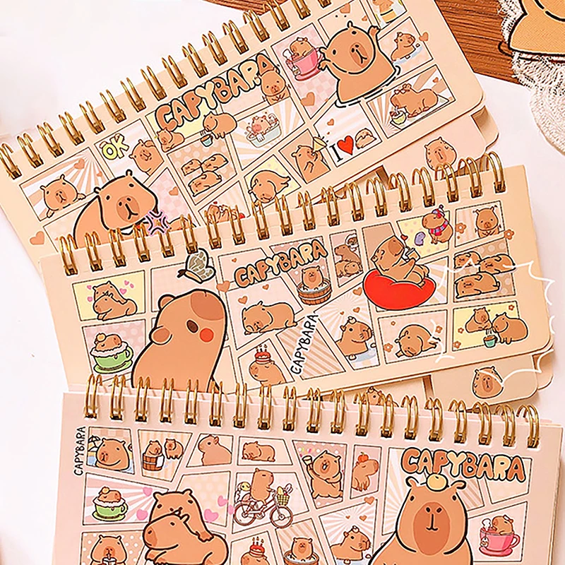 Mini cuaderno portátil de papelería Kawaii, accesorios de oficina, suministros escolares, pequeño Bloc de notas para notas diarias, diario Capybara