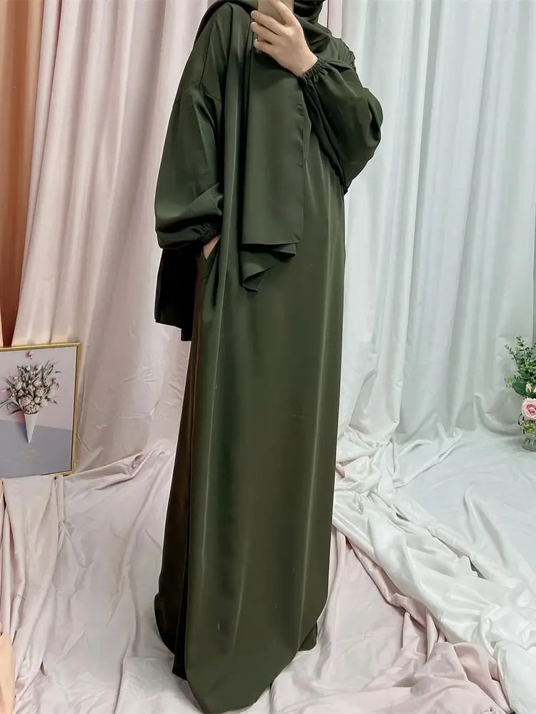 2024 Muslim for Women Eid Dubai Batwing Khimar Hoody Abaya Kaftan Modest Hijab Dresses With Pockets Islam Kebaya Robe Musulmane