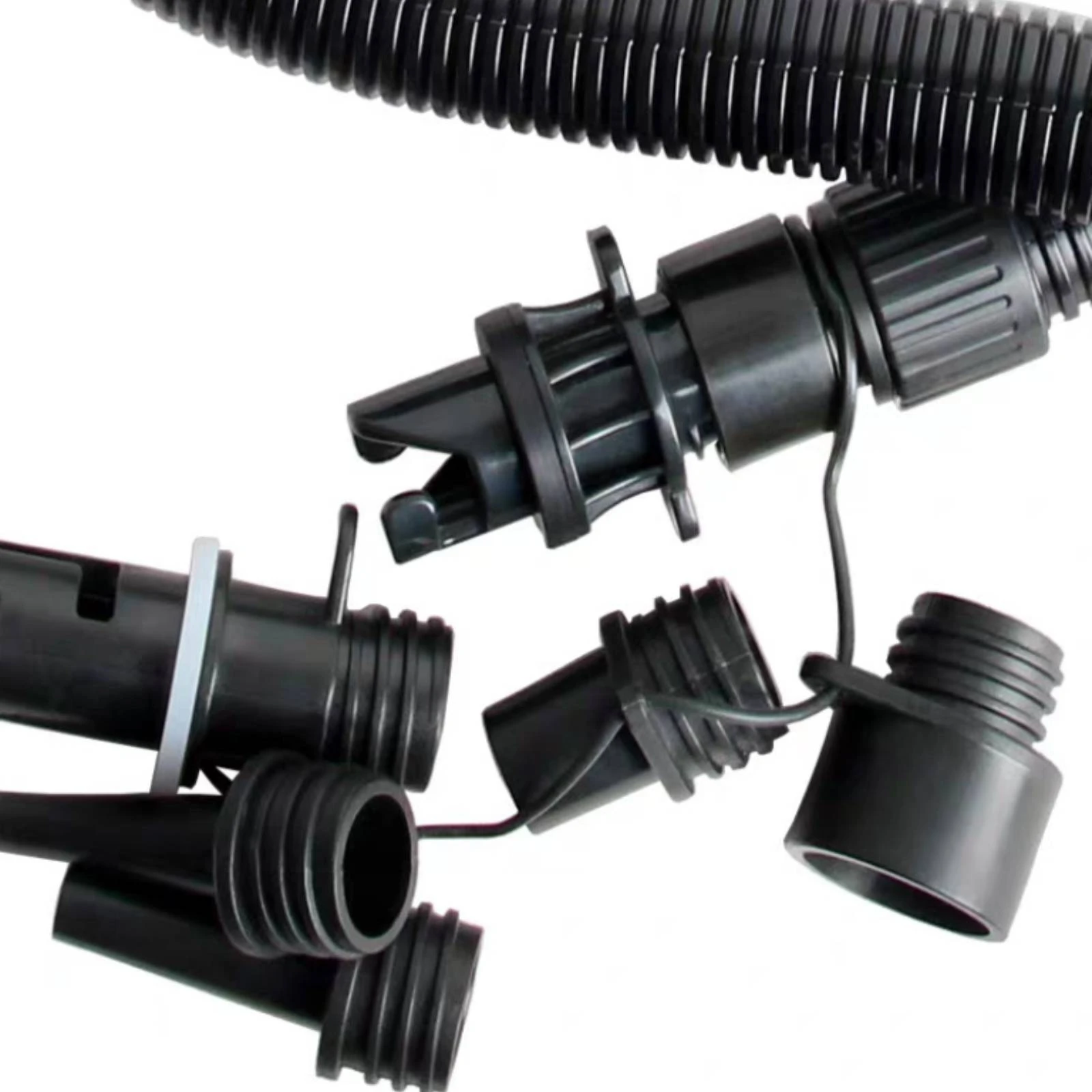 Durable Air Hose for Inflatable Tent Pump Corrugated Flexible Hose with Threaded Fittings for Surfboard Kayak Raft Inflator