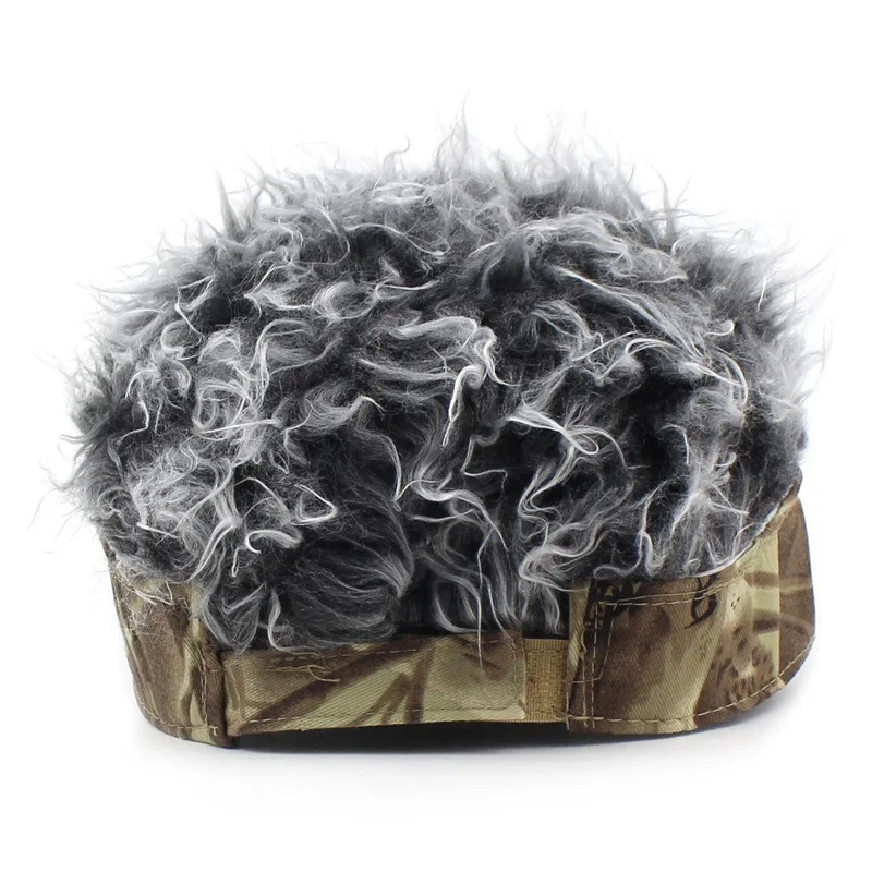 Blattbedruckte Perückenmütze mit Spikes für Herren – Golf-Baseballkappe, Outdoor-Sonnenschutz, synthetische Kurzhaarperücke, UV-Schutz-Visier – Detail 18