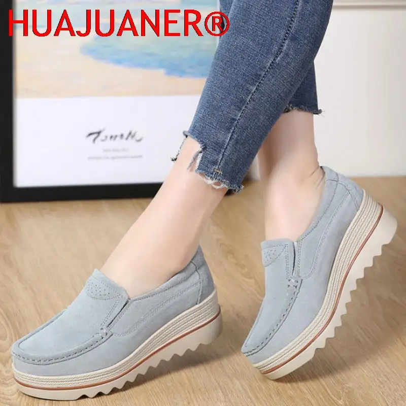 2026 Spring Women Flats Shoes Platform Slip On Flats Woman Sneakers Female Suede Ladies Tenis Loafers Moccasins Casual Shoes