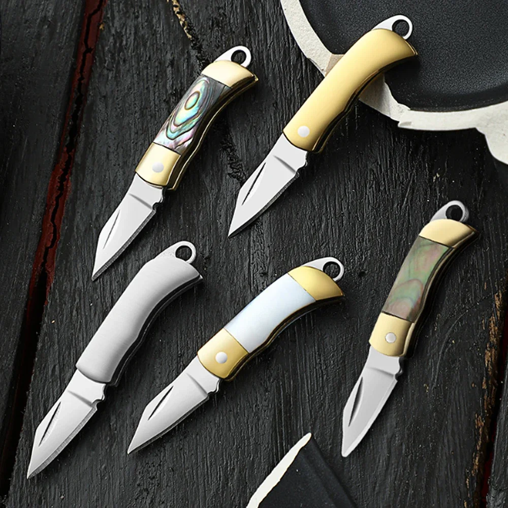 Mini Brass Shell Folding Knife, Outdoor Camping Unboxing Portable Knife, CNC Precision Machining