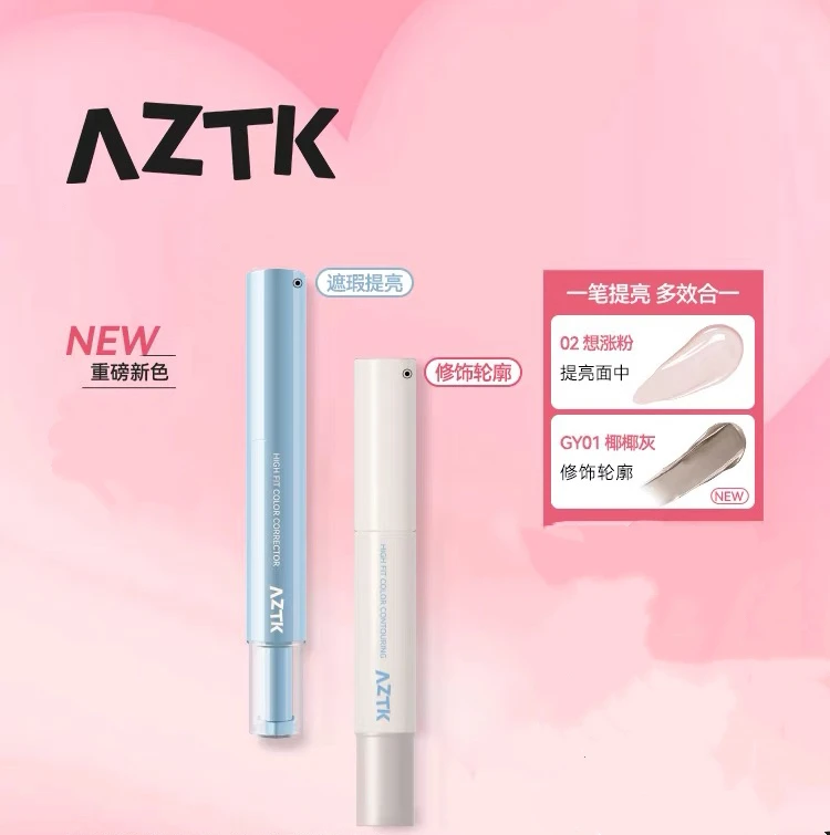 AZTK Liquid Concealer Pen Highlighter Stick Brightener Contouring Moisturizing Longlasting Waterproof Lightweight Powder Cream