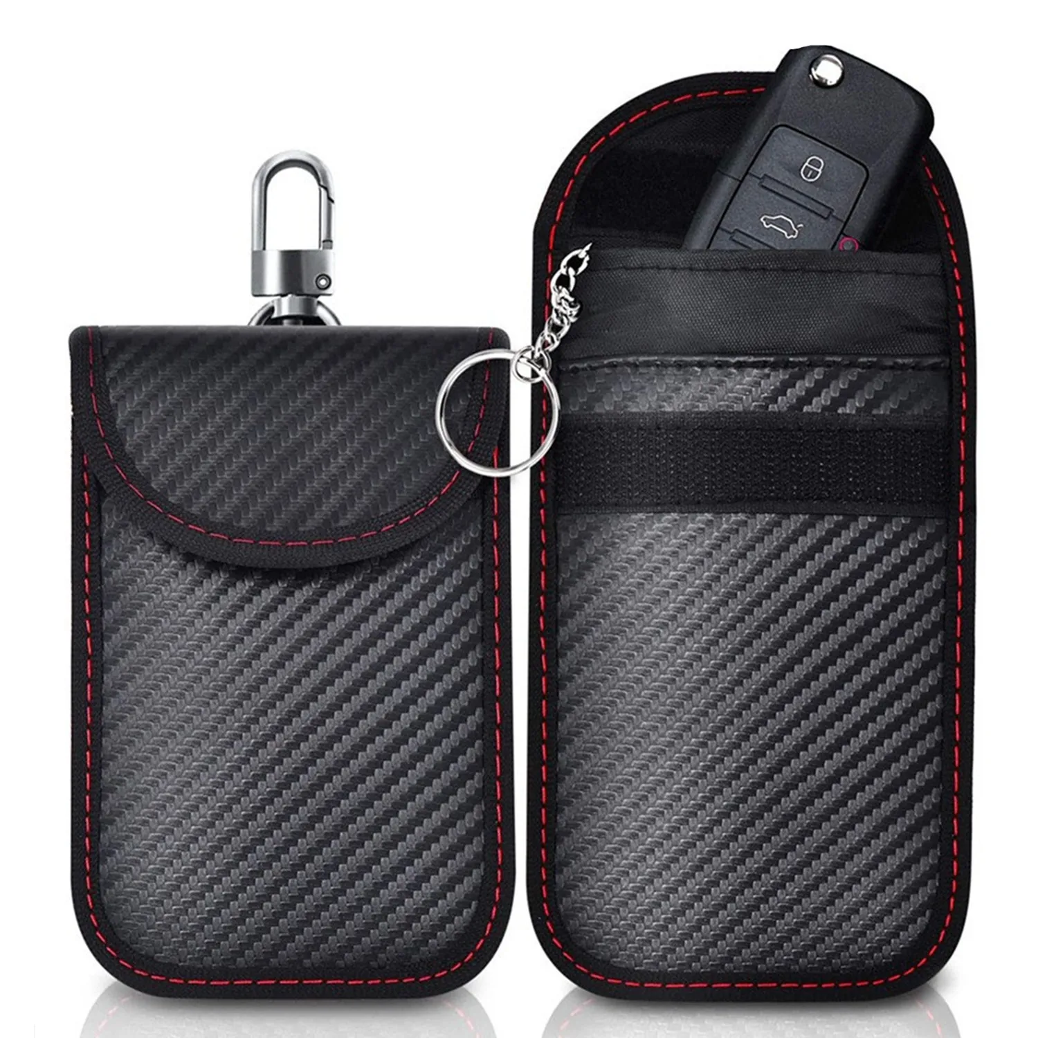 Carbon fiber car shield key bag anti-theft brush anti RFID RF signal scanning