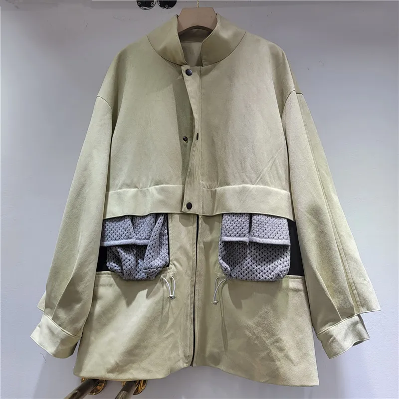 

SuperAen Original Design Black Patchwork Sequins Personality Asymmetrical Coats Fashion Lace-up Loose Casual Blazer