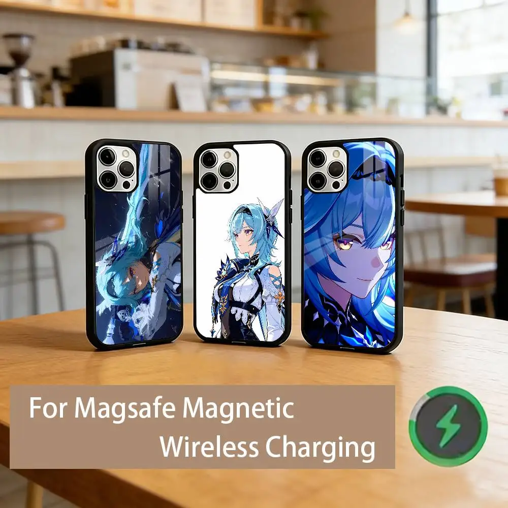 

G-Genshin E-Eula Phone Case For iPhone17,16,15,14,13,12,11 Plus,Pro Magnetic For Magsafe Wireless Charging
