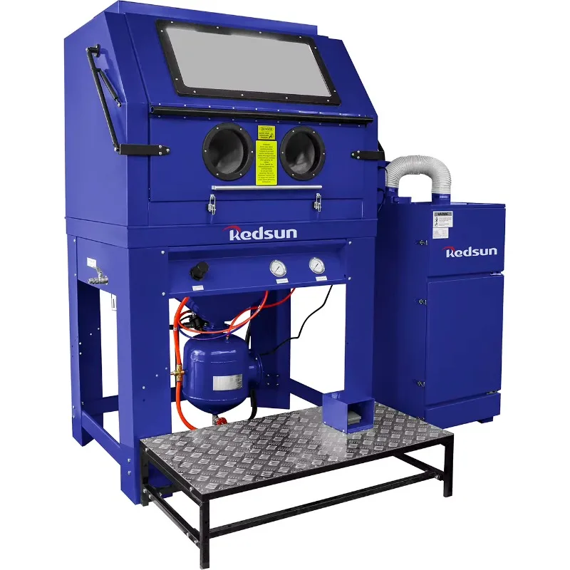 New Electric High Pressure Cabinet Sandblaster with Cyclone Dust Collector Pump Large Work Area for Abrasive Blasting Efficiency