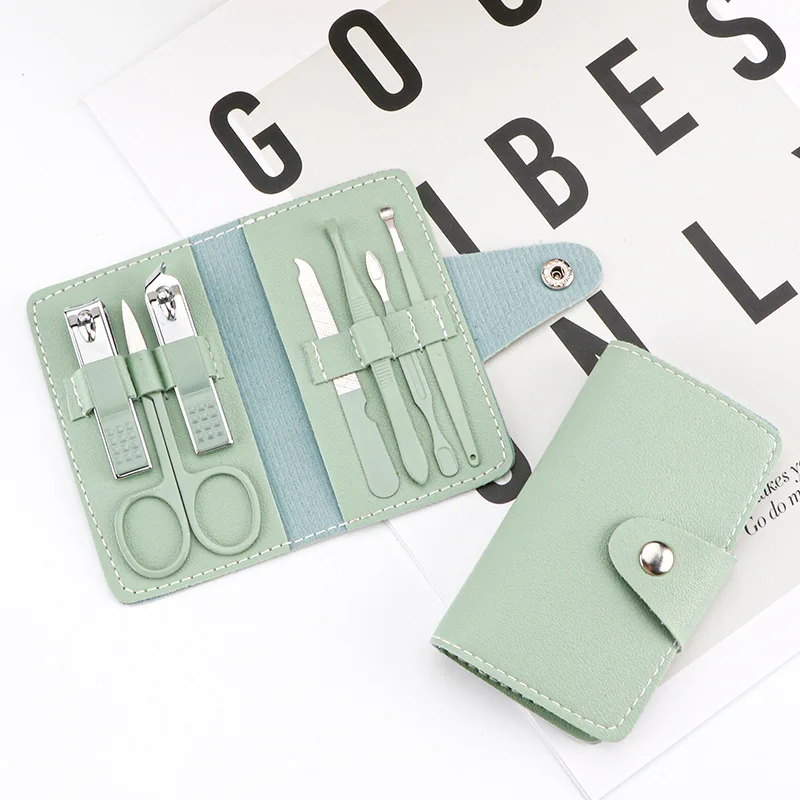 Zestaw narzędzie do Manicure 7-częściowy nóż ze stali ze stalowymi ćwiekami wielokolorowy zestaw do Manicure/Pedicure do zestaw do wycinania paznokci