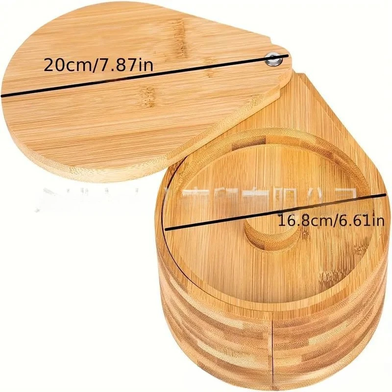 Salt dipper, sugar edge box, bamboo and wood three-layer rotating salt edge box, juice cocktail seasoning box.