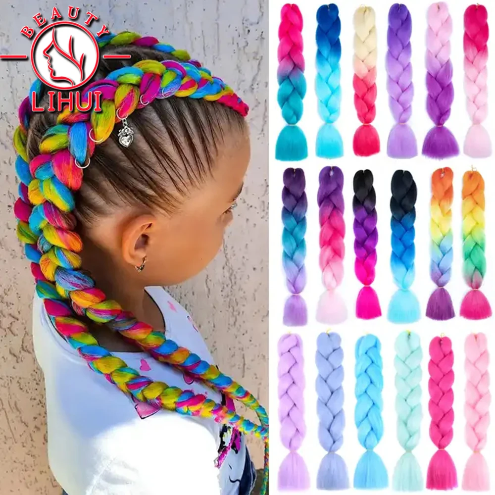 

24inch Jumbo Braids Synthetic Hair Extension Ombre Braiding Hair One Piece Afro Bulk Hair Jumbo Crochet Braids