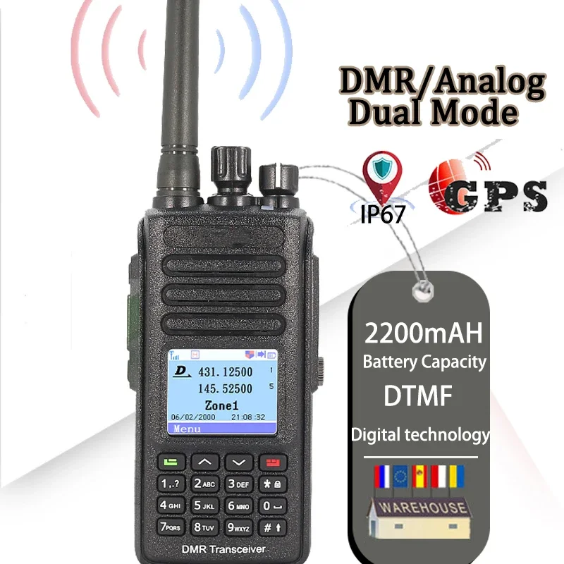 

GPS IP67 Waterproof TYT MD-UV390 Walkie-Talkie DMR Digital Radio Walkie Talkie UV390 Dual Band Encrypted Two Way Radio
