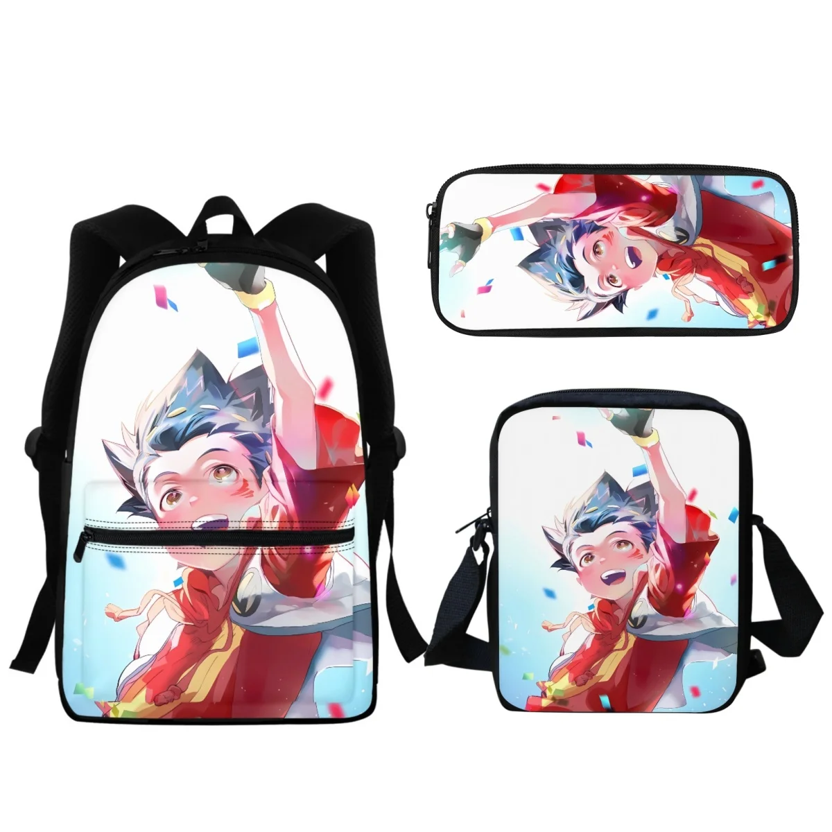 New Popular Beyblade Burst Cartoon Print Backpack Messenger Bag Pencil Case 3Pc Set Student Bookbags Back to School Gift 2023