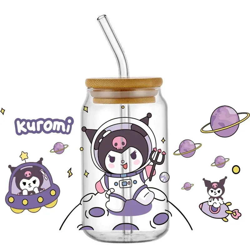

High Quality 3D Kuromi Series UV DTF Transfers Sticker Cartoon Cup Wrap for 16oz Libbey Glasses DIY Washable Mug Sticker