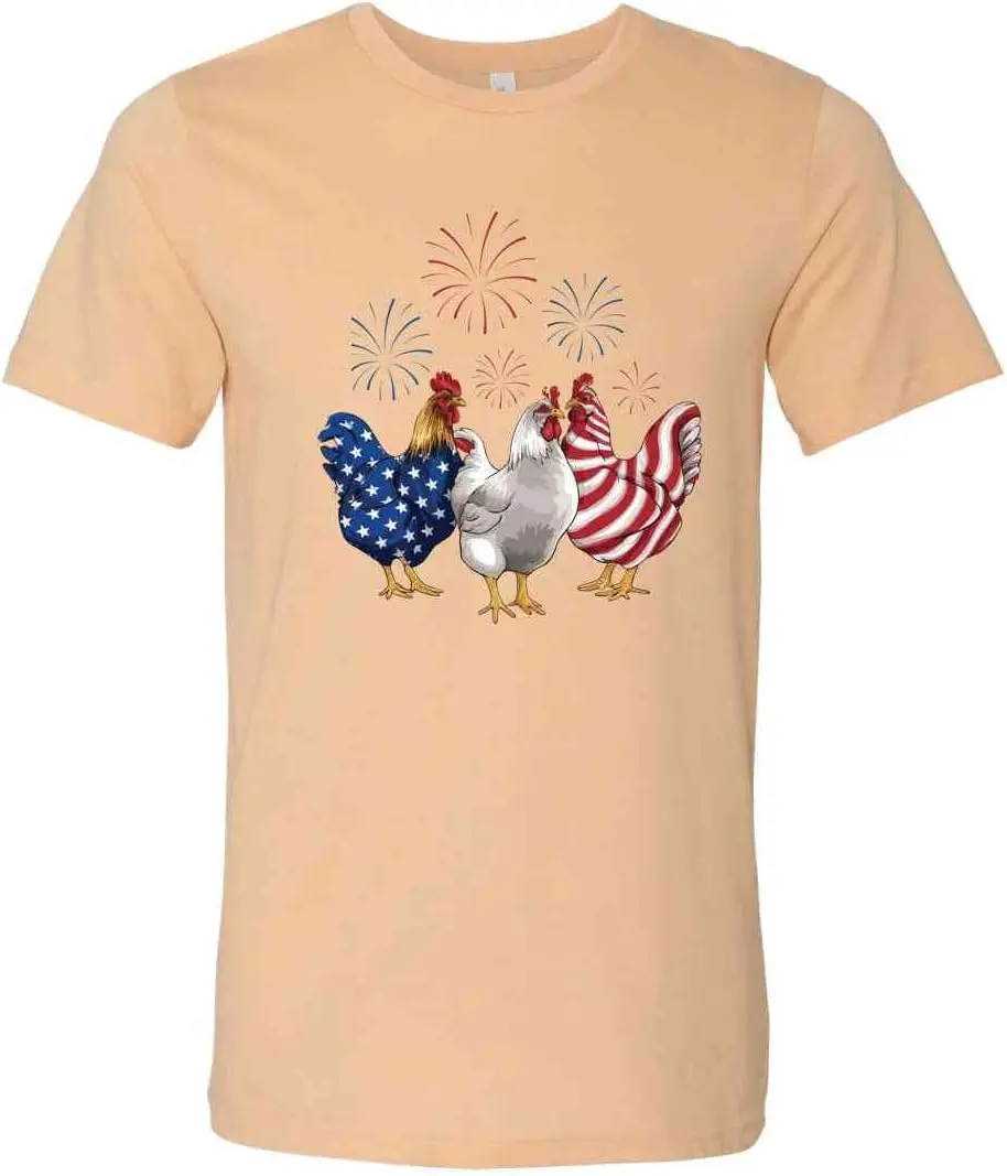 Patriotic Chicken Tee, Americana Rooster Shirt Unisex T-shirts For Men Women Summer Tees Cotton Luxury Brand Vintage Oversized