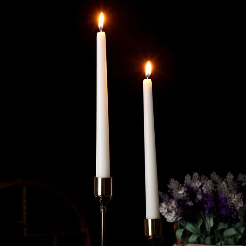 2.2x 25cm Power Failure Emergency Cone Candle European Classic Red And White Candle Long Rod Candle Candlelight Dinner Atmospher