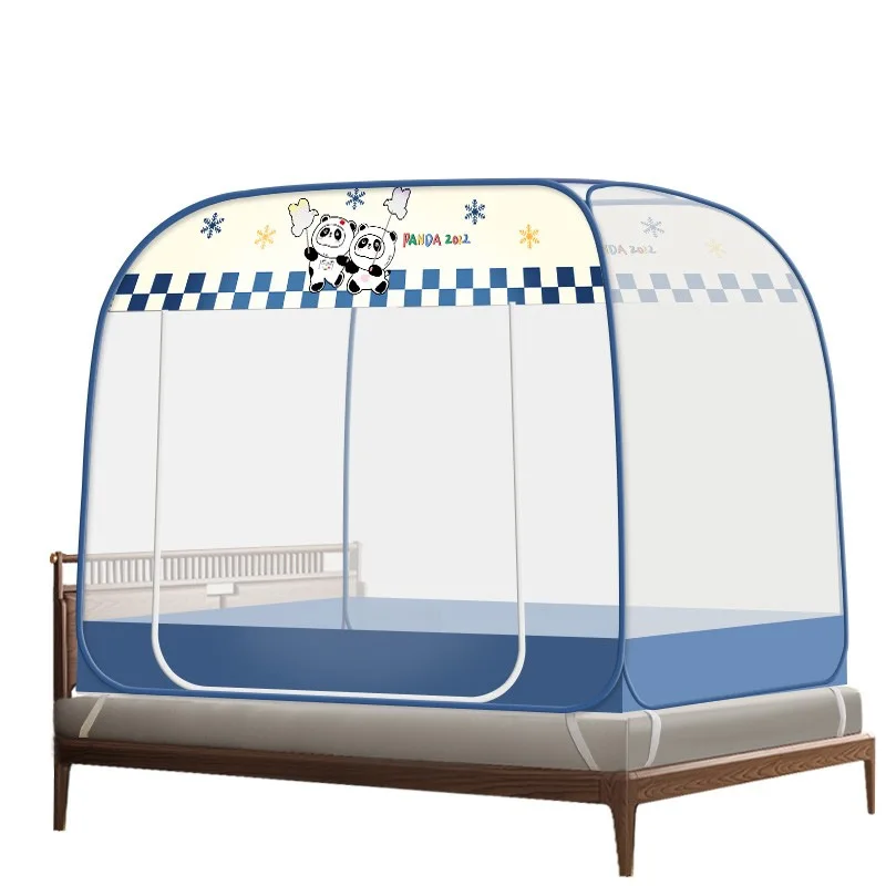 

Panda mosquito net Mongolia free installation household foldable double door anti-mosquito side bottom 1.5, 1.8 meters bed