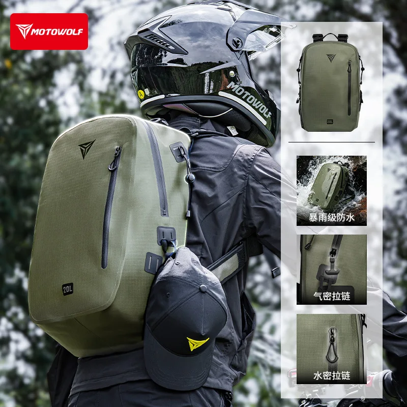 20L Waterproof Motorcycle Backpack Riding Bag Outdoor Travel Commuter Backpack With Adjustable Chest Strap For Men