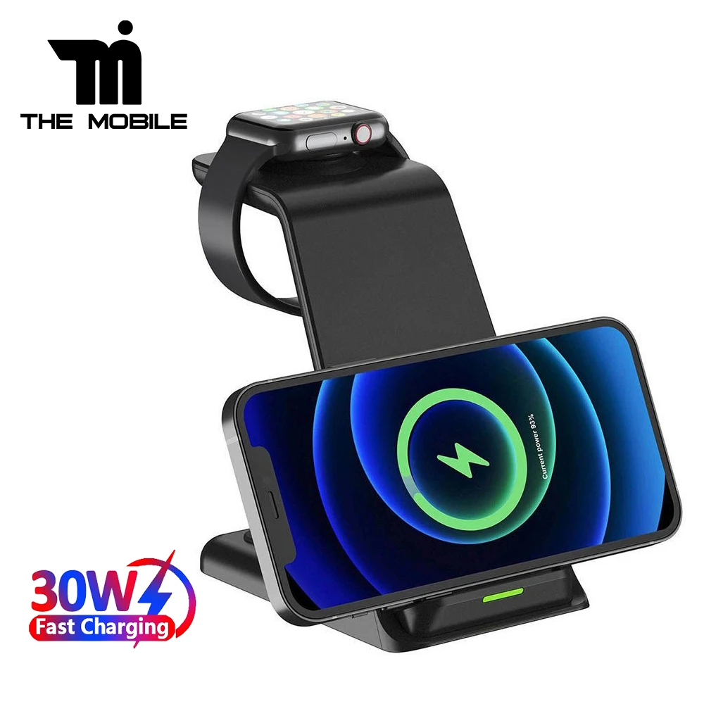 30W 3 in 1 Wireless Charger For iPhone 15 14 13 12 Apple Watch Samsung Galaxy S24 Ultra Xiaomi redmi K60 Pro Fast Charging Stand