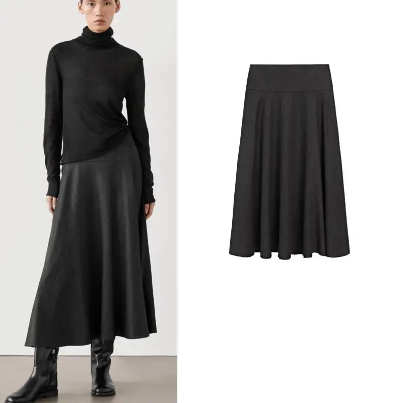 

ey Series Women's Mid-Length A-Line Skirt Ele Dra Floa Sle Commute High Waist Polyester Fiber 2025 Spring Colle...