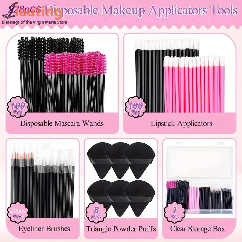 228 Pcs Makeup Brush Kit With Storage Box - Mascara Wands Eyelashes Brush Gift Set Mother's Day Gift