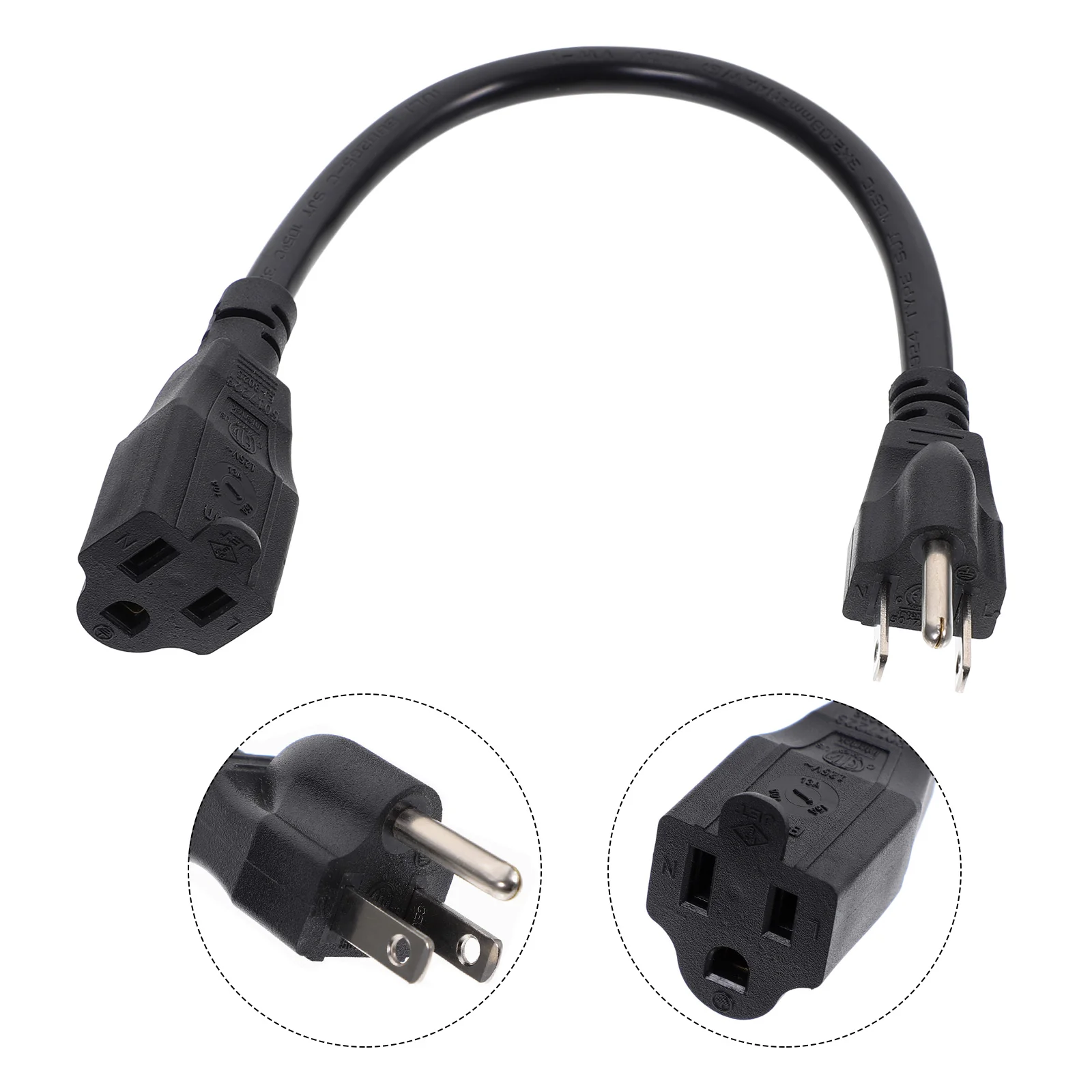 Power Extension Cord Cable Heavy Duty Computer Black Outlet Pvc Rubber Wire 3 Prong Small