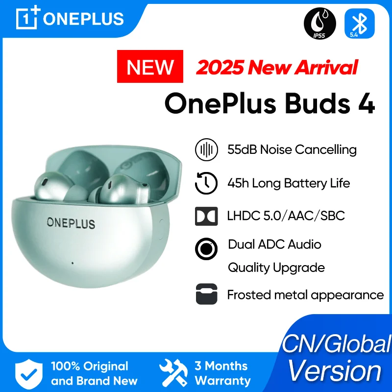 OnePlus Buds 4, беспроводные наушники дальнего действия, IP55, водонепроницаемые, с искусственным интеллектом, шумоподавлением, портативные наушники 5,4 для OnePlus 13 13T