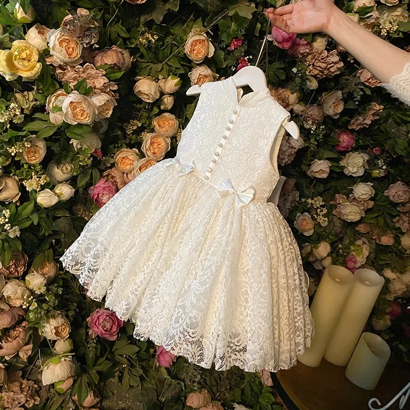 Vestido de princesa elegante para meninas, vestido de festa de aniversário para crianças, vestido de casamento sólido de 1 a 6 anos, novo, verão, 2022