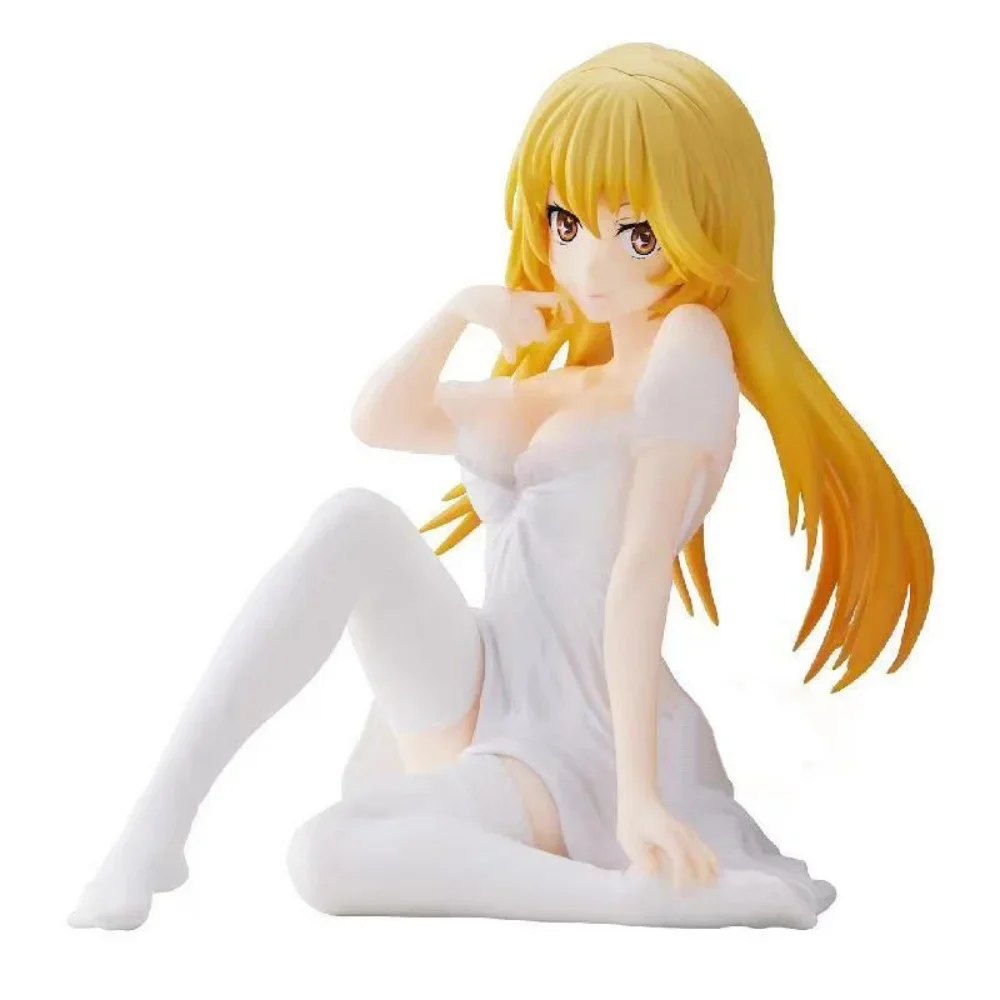 

Anime Blonde White Dress Girl Pajama Sitting Posture Car Desktop Ornament Small Figurines & Miniatures Home Crafts Gifts