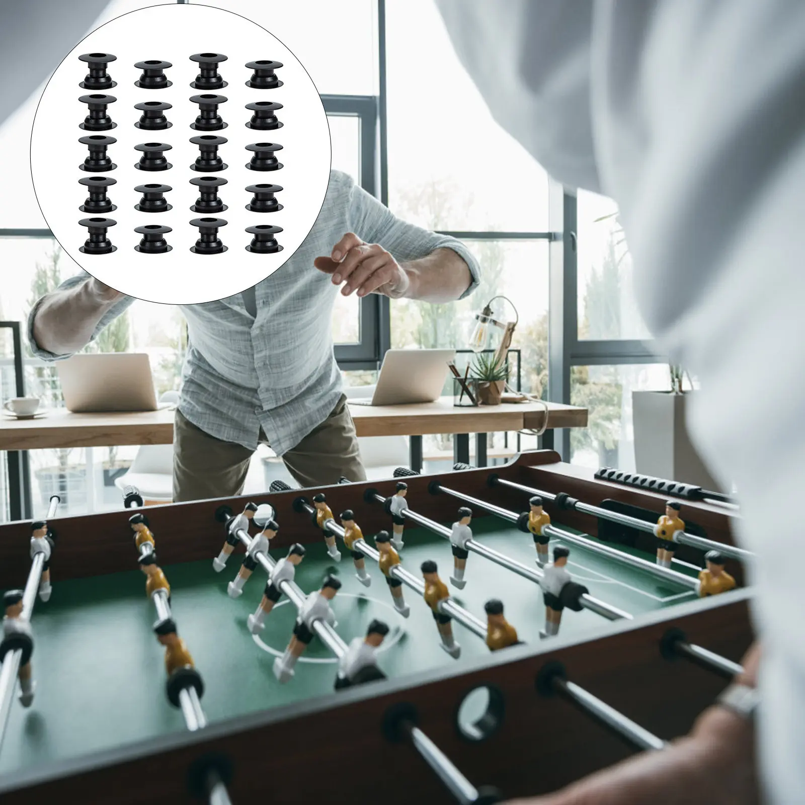 

10 пар высококачественных пластиковых втулок для футбольного стола с резьбовой структурой, легко устанавливаемые, для замены подшипников футбольного стола