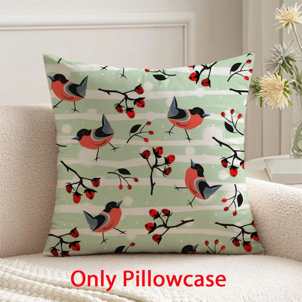 

Christmas Pillow cover winter Merry Christmas decorative 45x45 cushions cover for New Year home decor bird pattern pillow case