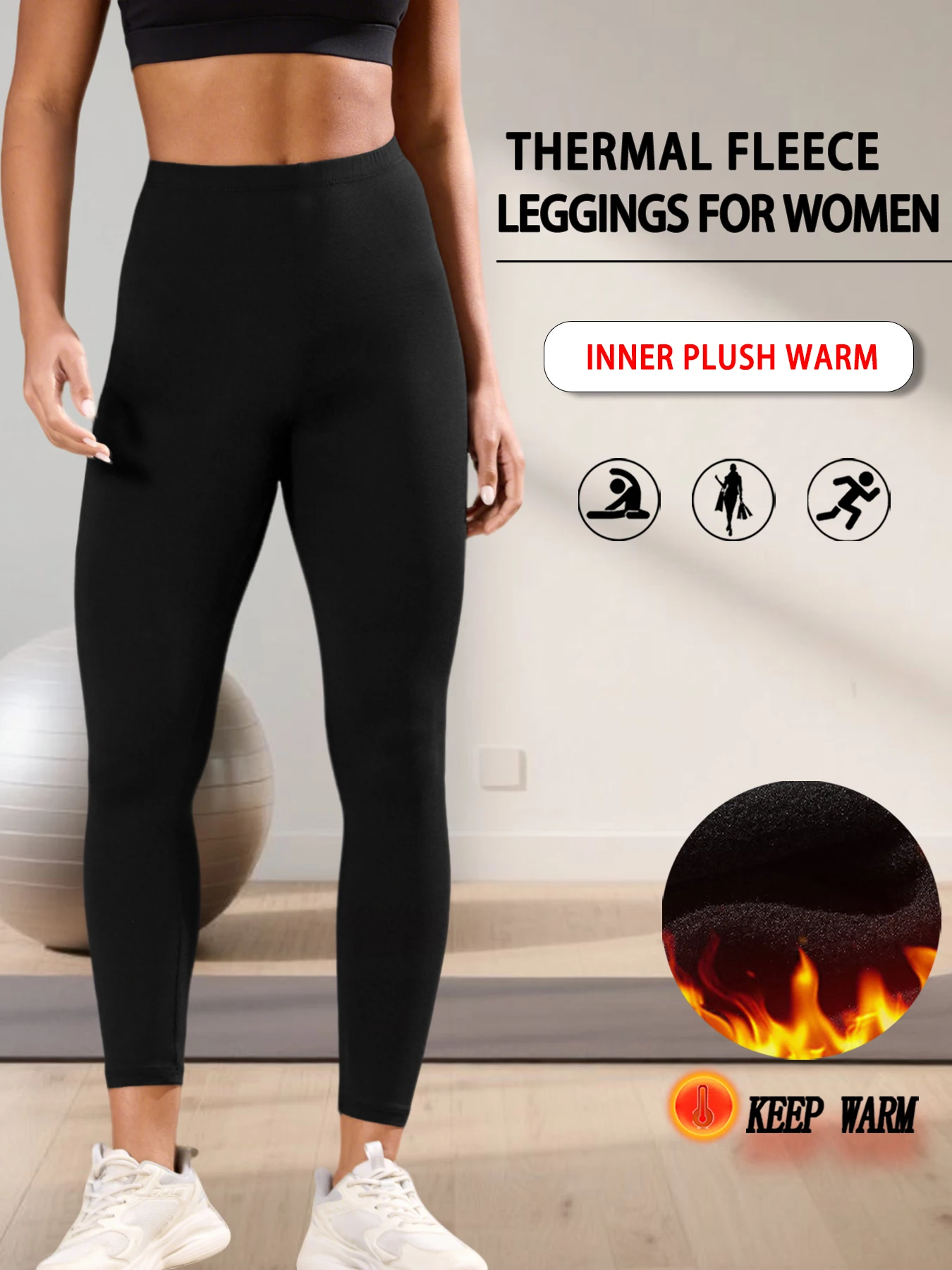 

Super Soft Fleece Lined Leggings Women, Workout Yoga Running Thermal Warm Pants For cold winter