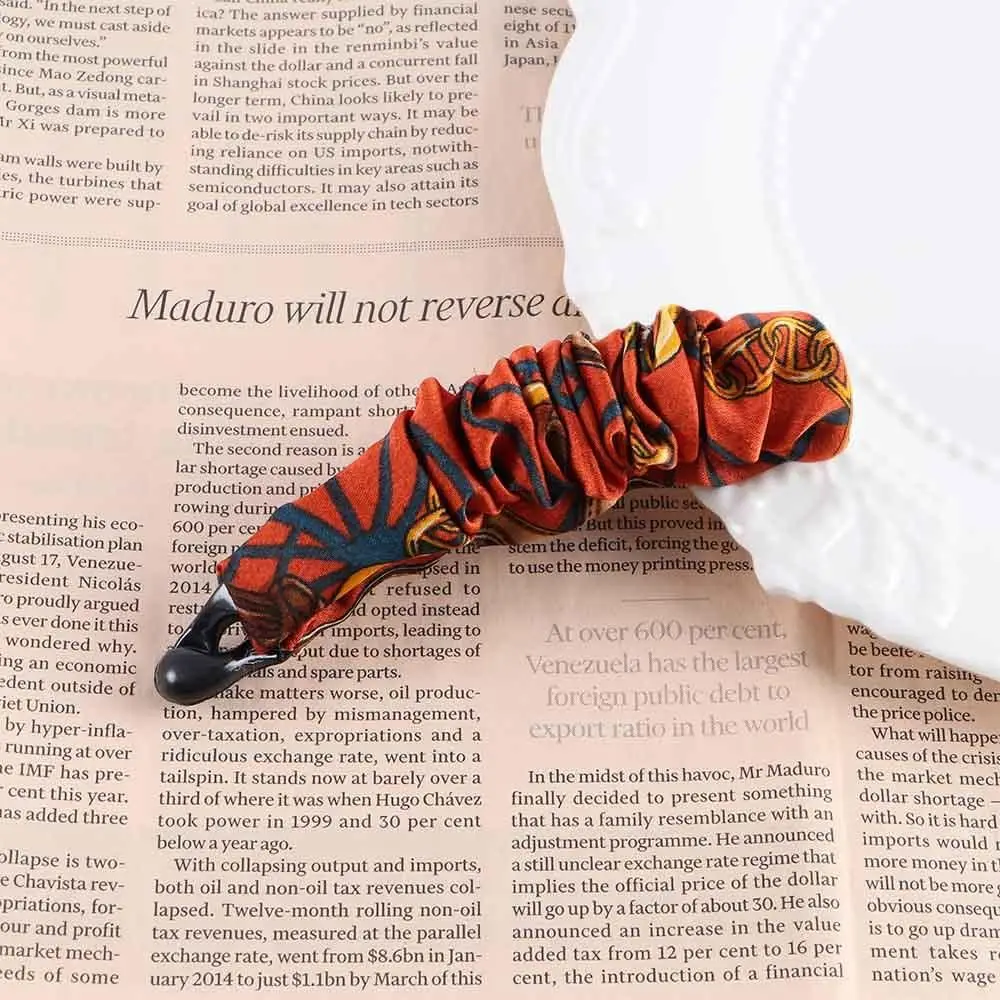 Sweet Ponytail Holder Crinkled Resin Party Cloth Women Hair Accessories Fabric Banana Clip Korean Style Hair Wear Vertical Clip