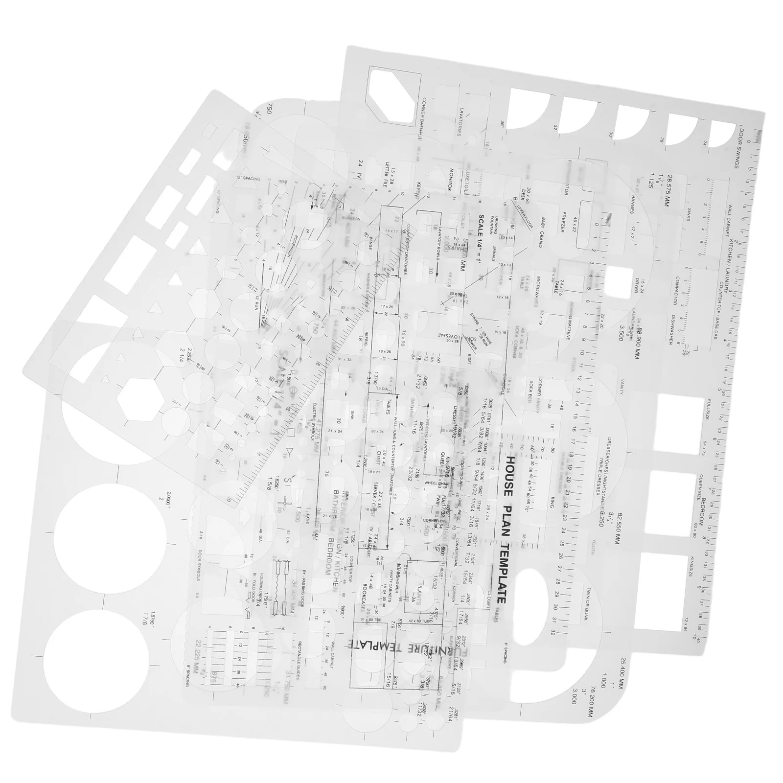 

6 pcs Geometric Drawing Template Plastic Ruler For Architecture School Office Supply Measuring Tool Drafting Stencils