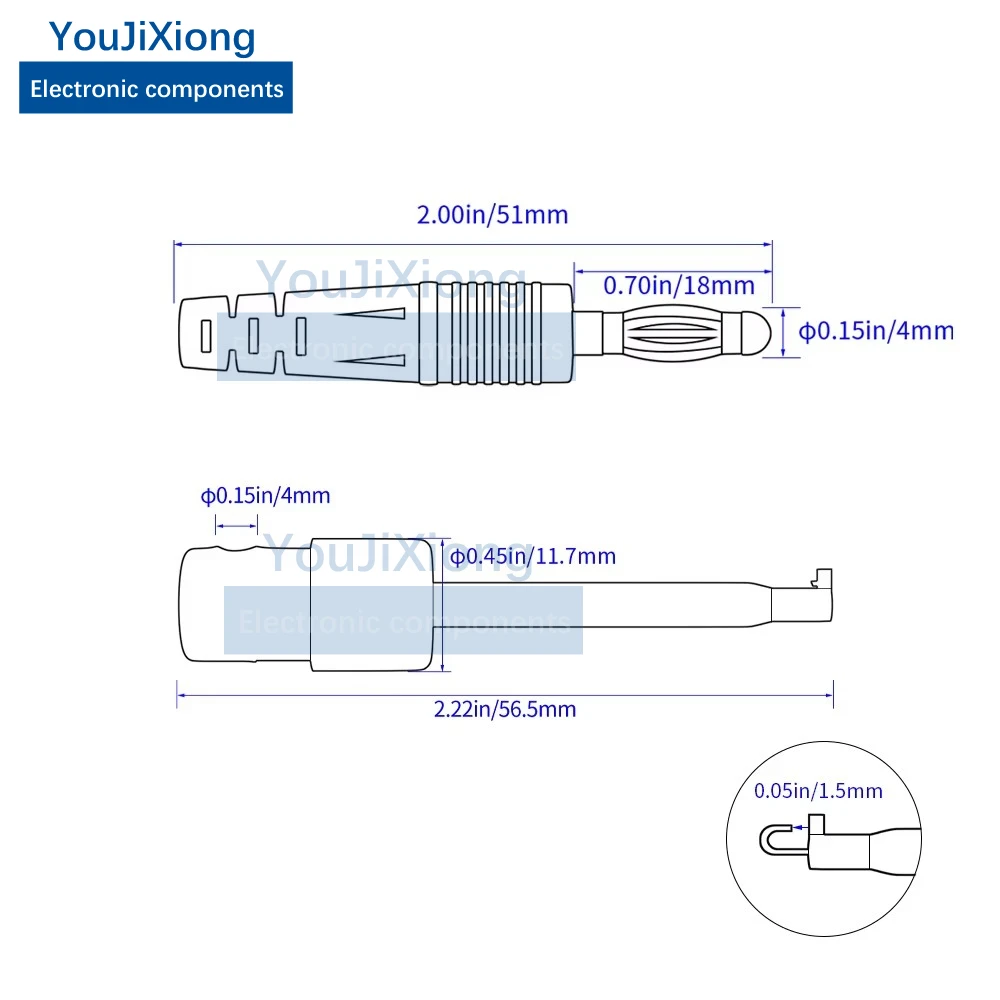 Câble de test multimètre électrique, 4mm, 100cm, 2 pièces